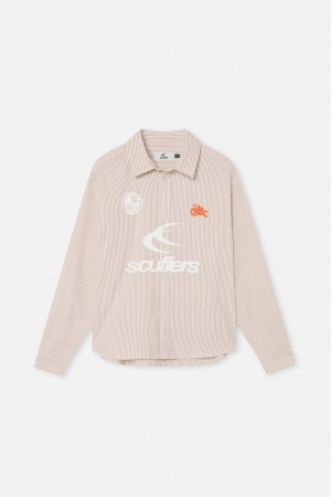 Camisas Scuffers Germain Striped Shirt Amarillos | 26081YFWT