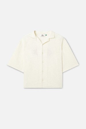 Camisas Scuffers Grand Prix Shirt Ecru | 68240KFGR