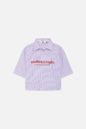 Camisas Scuffers Not LA Yet Striped Morados | 81563IBSD