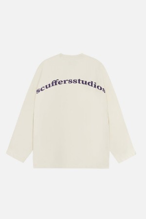 Crewneck Scuffers Studios Sweatshirt Ecru | 48120IKXH
