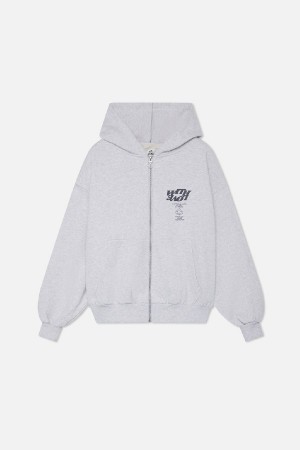 Hoodies Scuffers Beauty Zipped Grises Claro | 94072OYQL