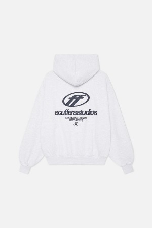 Hoodies Scuffers Flag Grises | 61580TUMJ