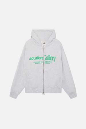 Hoodies Scuffers Gallery Zipped Grises | 25098DWIQ