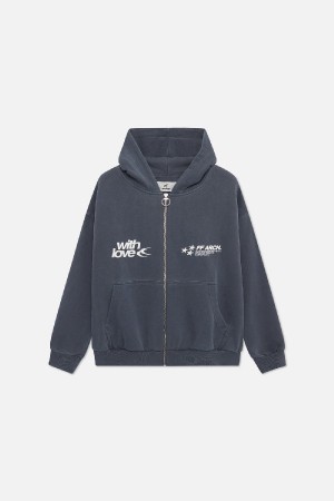 Hoodies Scuffers Outline Zipped Azul Marino | 23147KVBE