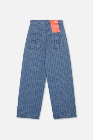 Pantalon Scuffers Striped Denim Azules | 08329XWEY