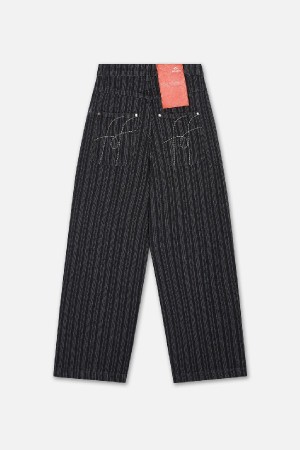 Pantalon Scuffers Striped Denim Negros | 25973KPIQ