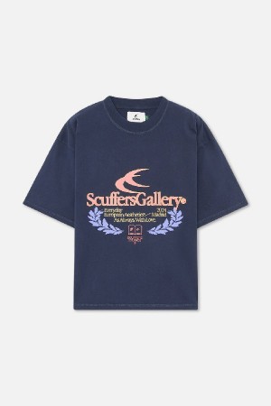 T-Shirts Scuffers College T-Shirt Azul Marino | 40176AQFT