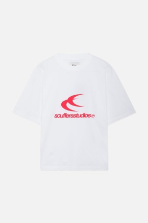 T-Shirts Scuffers Double Moon Basic T-Shirt Blancos | 83409MAKQ