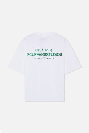 T-Shirts Scuffers Iconic Blancos | 63807UFLJ