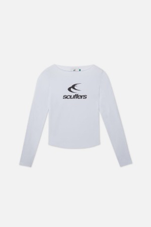 T-Shirts Scuffers Logo Longsleeve Blancos | 21847PAQV