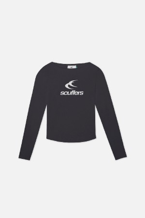 T-Shirts Scuffers Logo Longsleeve Grises | 07859XCDF