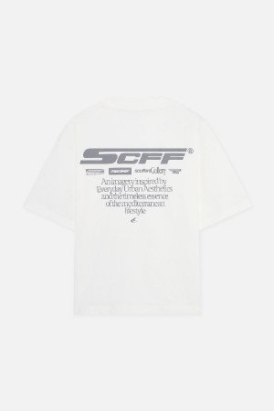 T-Shirts Scuffers Motor Studios Ecru | 53160CDNA