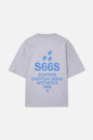 T-Shirts Scuffers SEAS Grises Azules | 12576QUBH