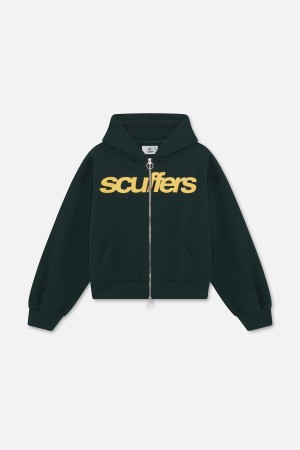 Zipped Hoodie Scuffers Essential Zipper Verdes | 75018CUXZ