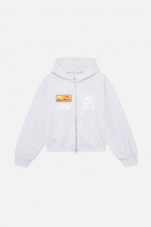 Zipped Hoodie Scuffers Melange Zipper Grises | 43029ICRE