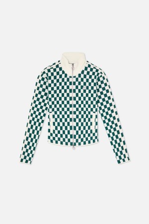 Zipped Knit Scuffers Monaco Checkered Zipper Verdes | 25639HBLN