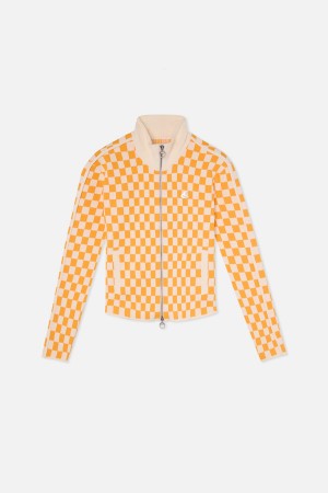 Zipped Knit Scuffers Monaco Checkered Zipper Amarillos | 56329HCYZ