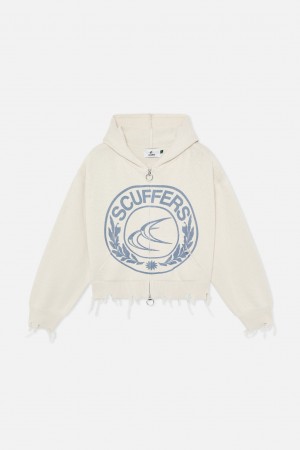 Zipper Knit Scuffers Knit Zipper CLG Ecru | 57691NZKG