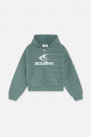 Zipper Knit Scuffers Knit Zipper Verdes | 98731GWBX