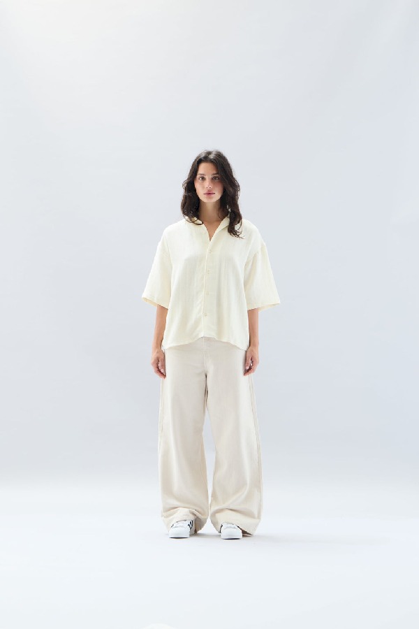 Camisas Scuffers Grand Prix Shirt Ecru | 68240KFGR