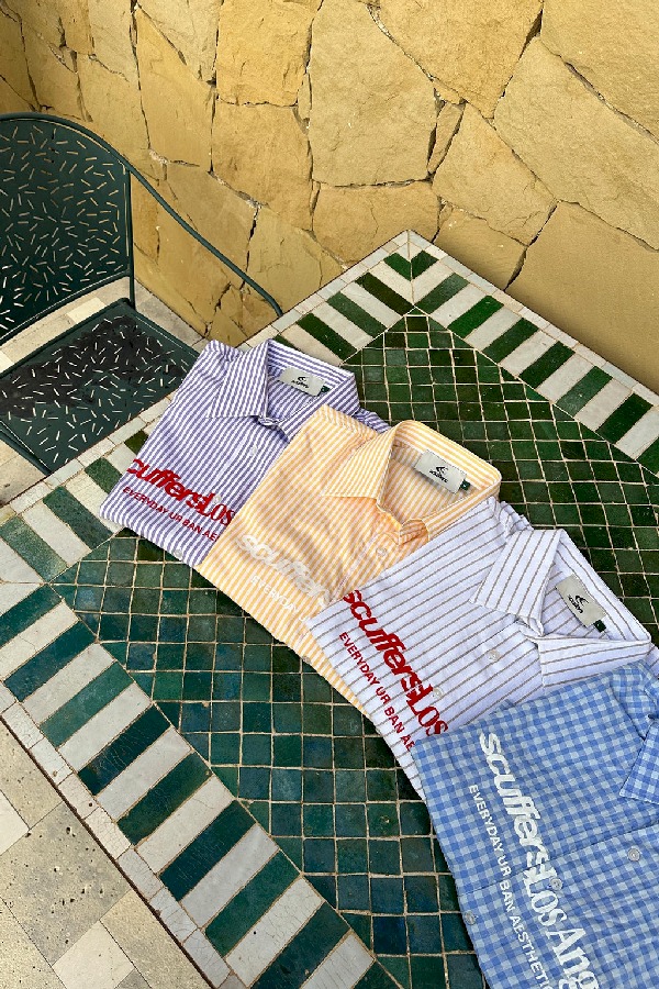 Camisas Scuffers Not LA Yet Pinstripe Ecru | 76892ZPFG