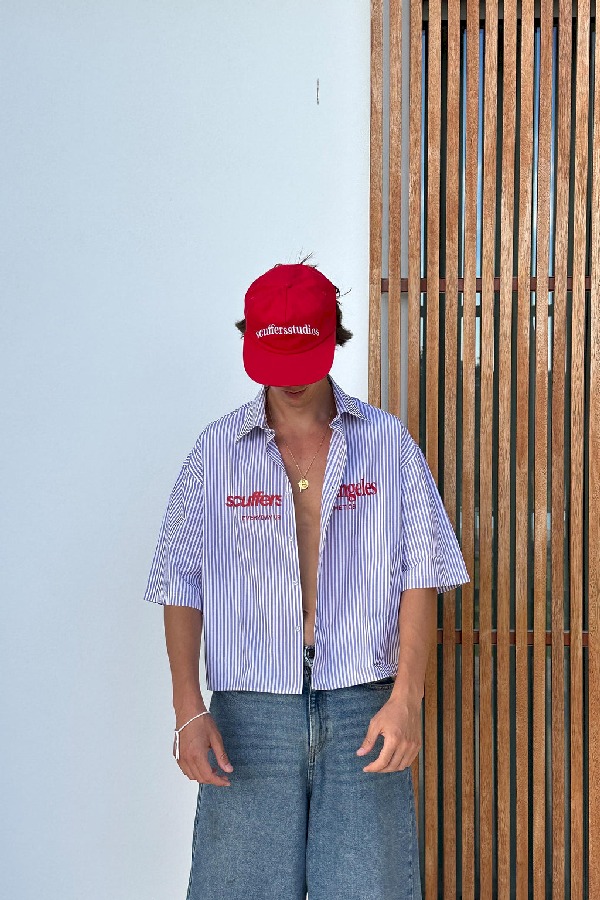 Camisas Scuffers Not LA Yet Striped Morados | 81563IBSD