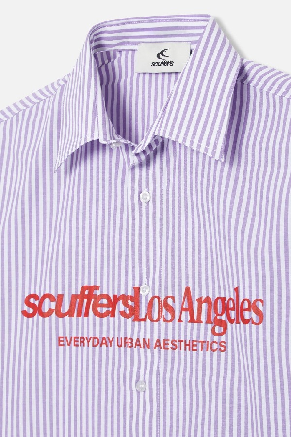 Camisas Scuffers Not LA Yet Striped Morados | 81563IBSD