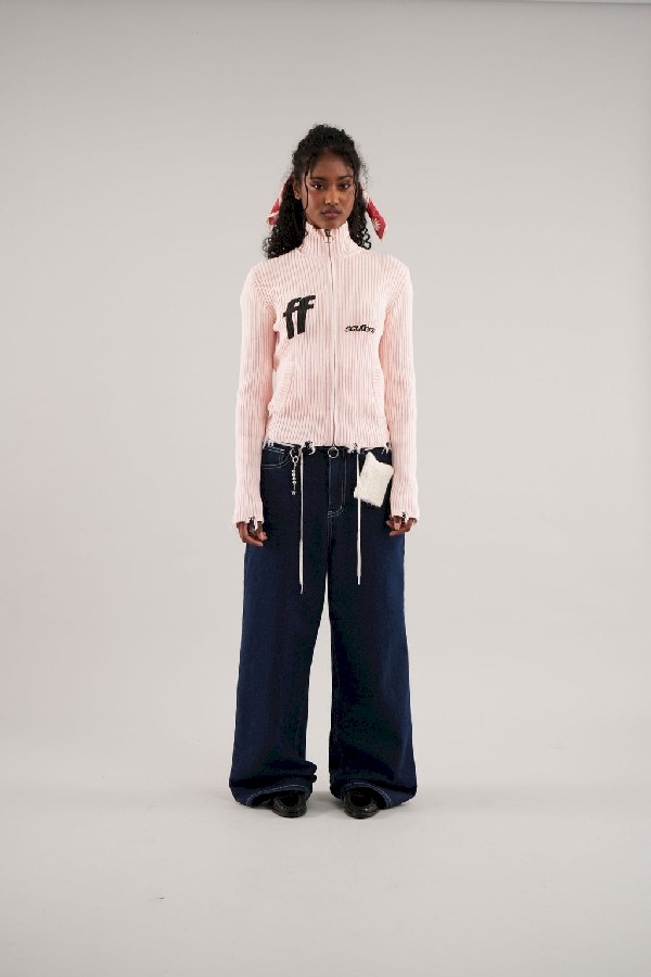 Camiseta Scuffers Blackie Zipper Knit Ecru | 89035XEHY