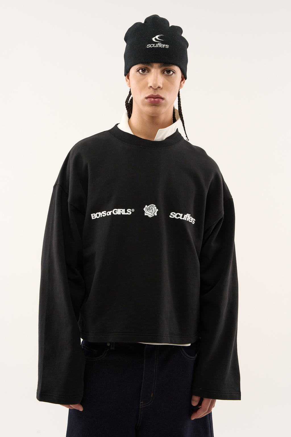 Crewnecks Scuffers Boy Sweatshirt Negros | 40263UNOV
