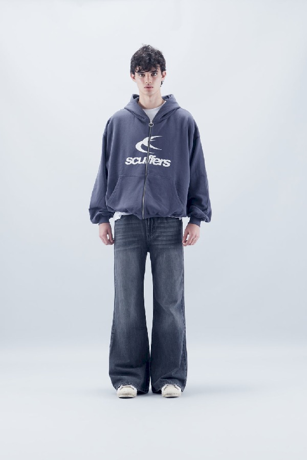 Hoodies Scuffers Logo Zipped Azul Marino | 20158EVAT