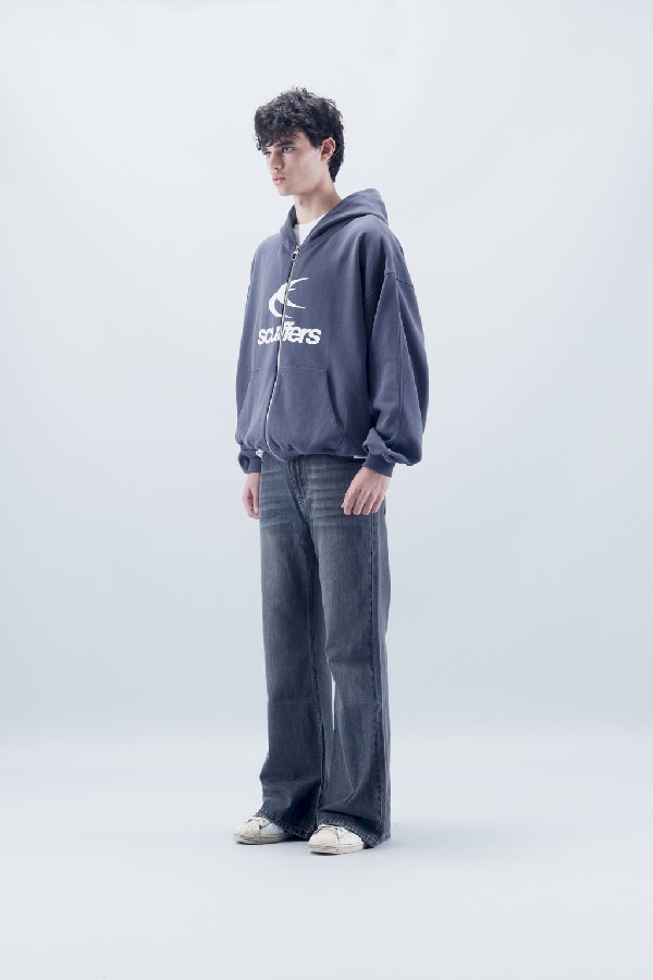 Hoodies Scuffers Logo Zipped Azul Marino | 20158EVAT