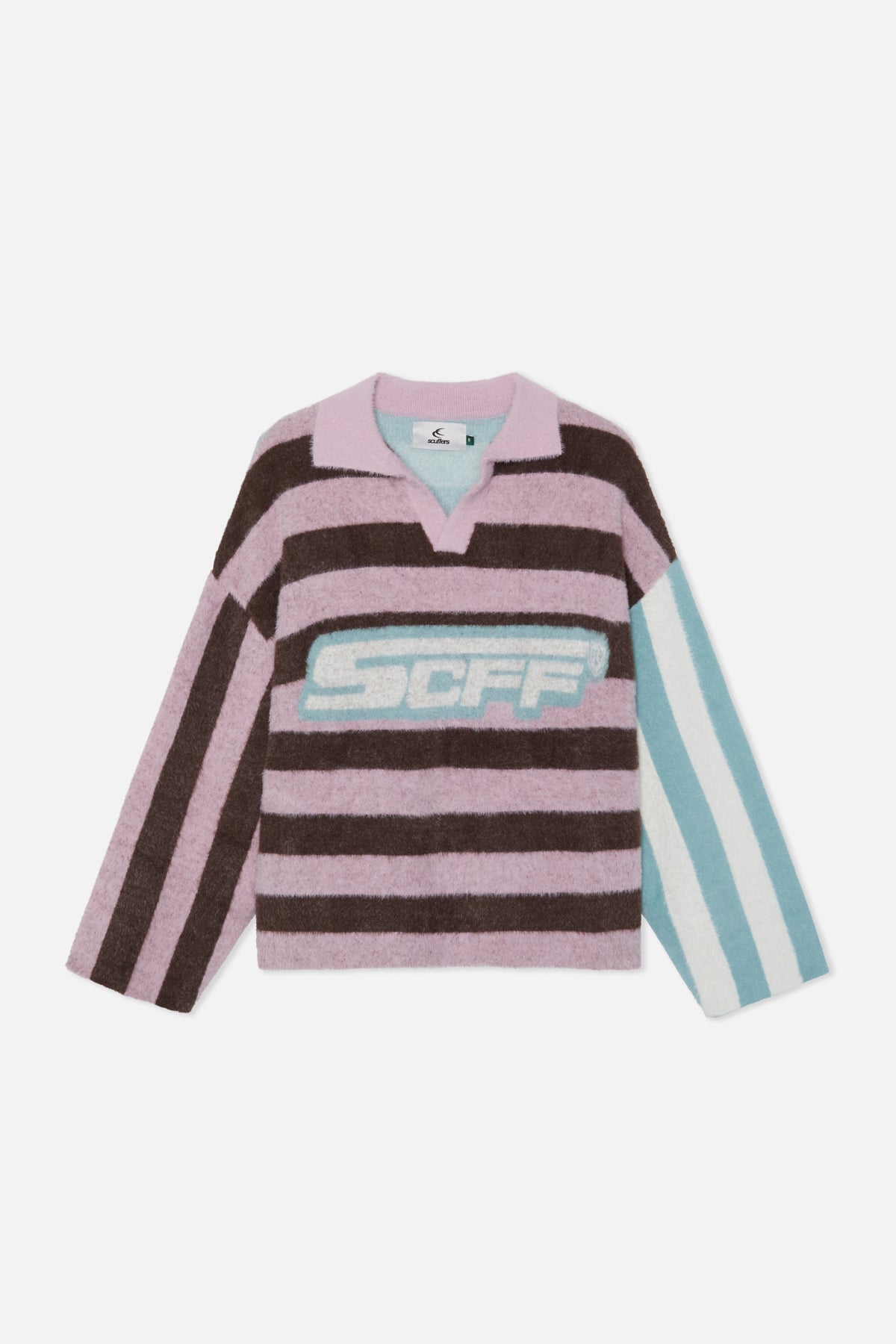 Knitted Polo Scuffers Stripes Mohair Polo - Striped Knitted Polo Rosas Marrom | 28034SIUF