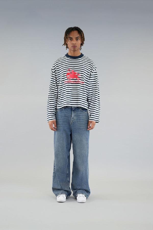 Long sleeve Scuffers Emblem Striped Longsleeve Azul Marino | 41087VICN