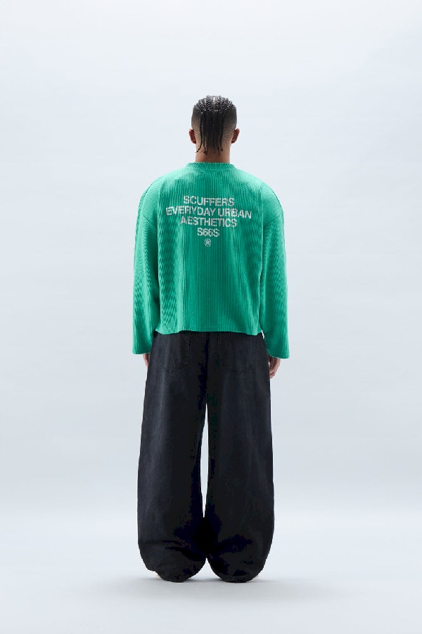 Long sleeve Scuffers S66S Ribbed Longsleeve Verdes | 41725VOUW