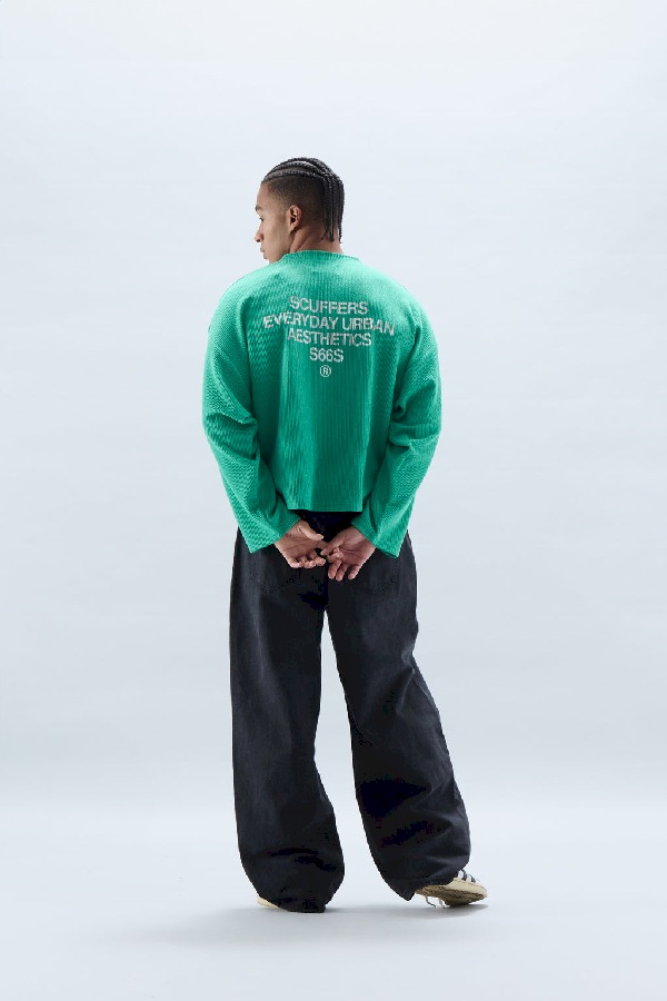 Long sleeve Scuffers S66S Ribbed Longsleeve Verdes | 41725VOUW