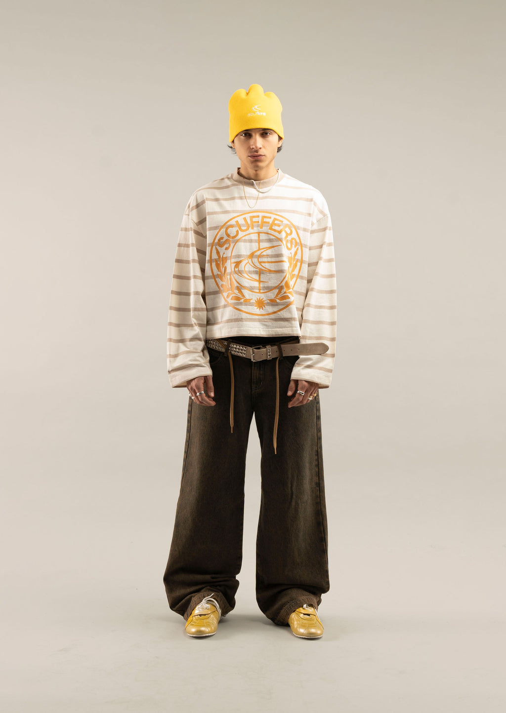 Longsleeve Scuffers Shield Striped Longsleeve Marrom | 06412AQEC