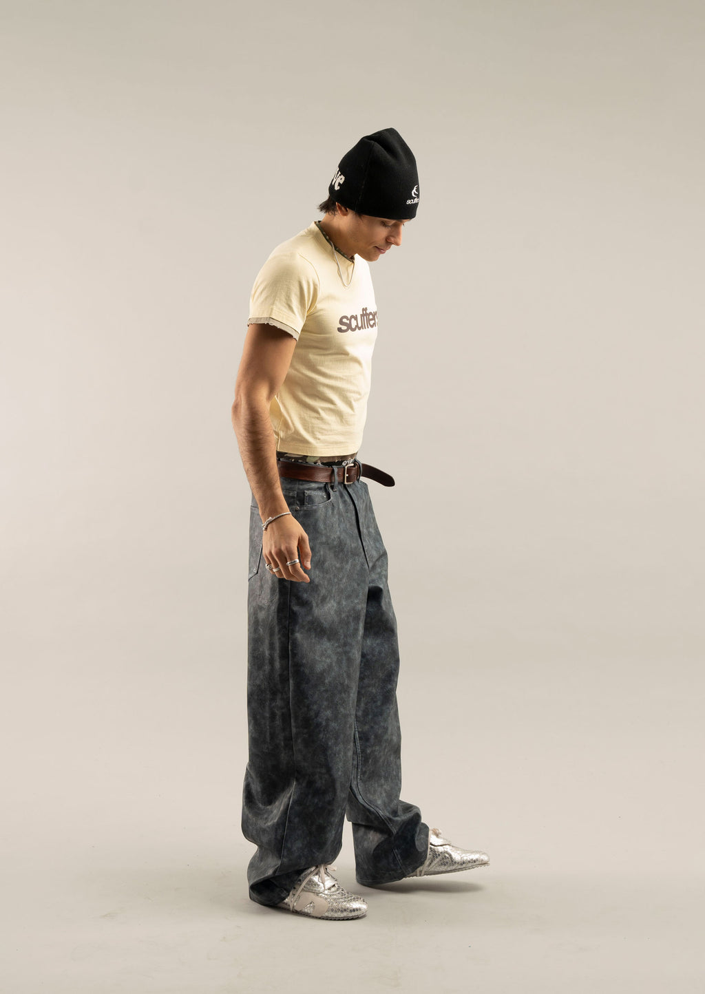 Pantalon Scuffers Leather Jumbo Pants Azules | 20691UDOK