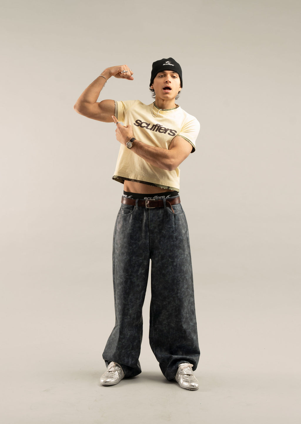 Pantalon Scuffers Leather Jumbo Pants Azules | 20691UDOK