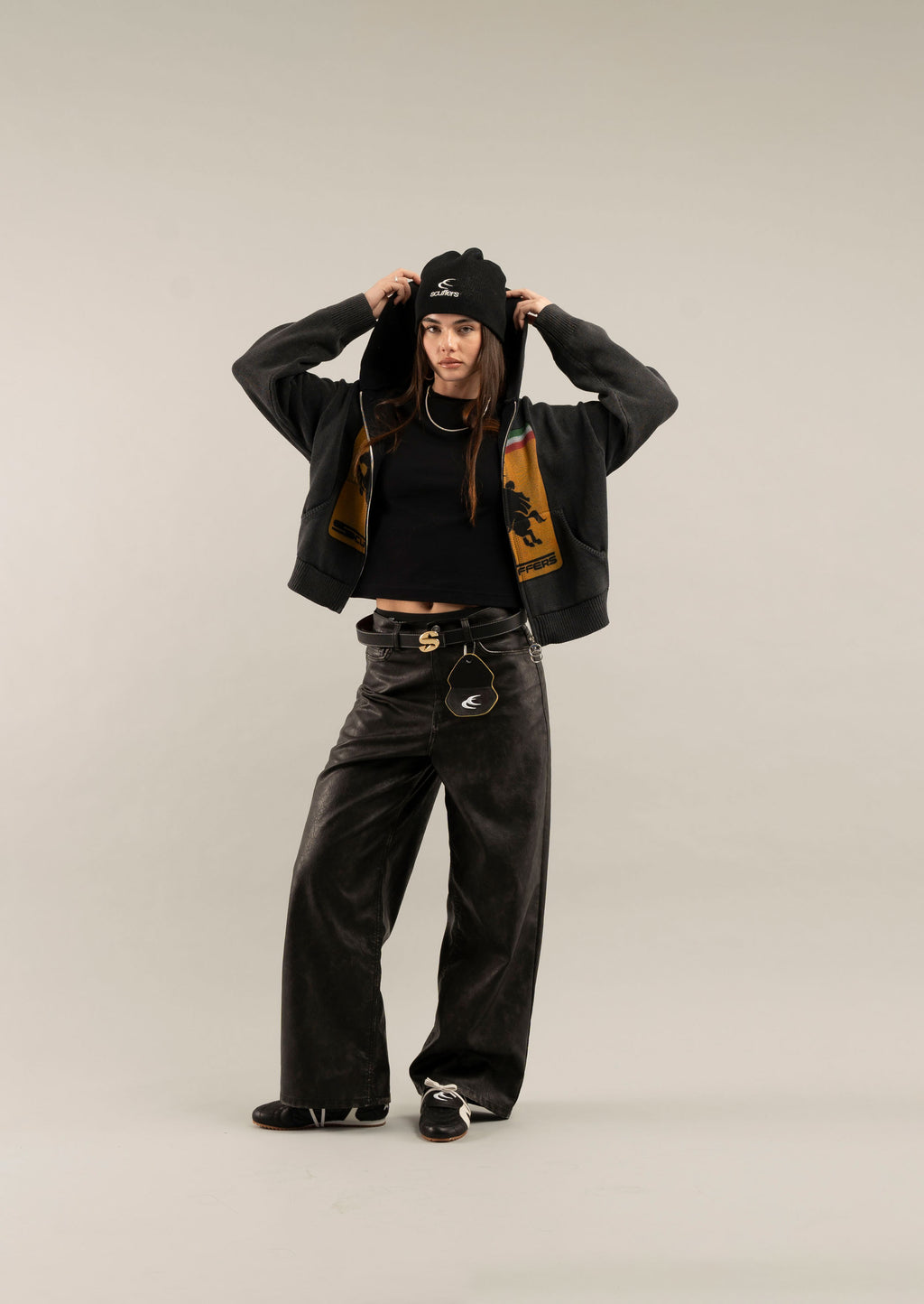 Pantalon Scuffers Leather Jumbo Pants Azules | 07563ESRY
