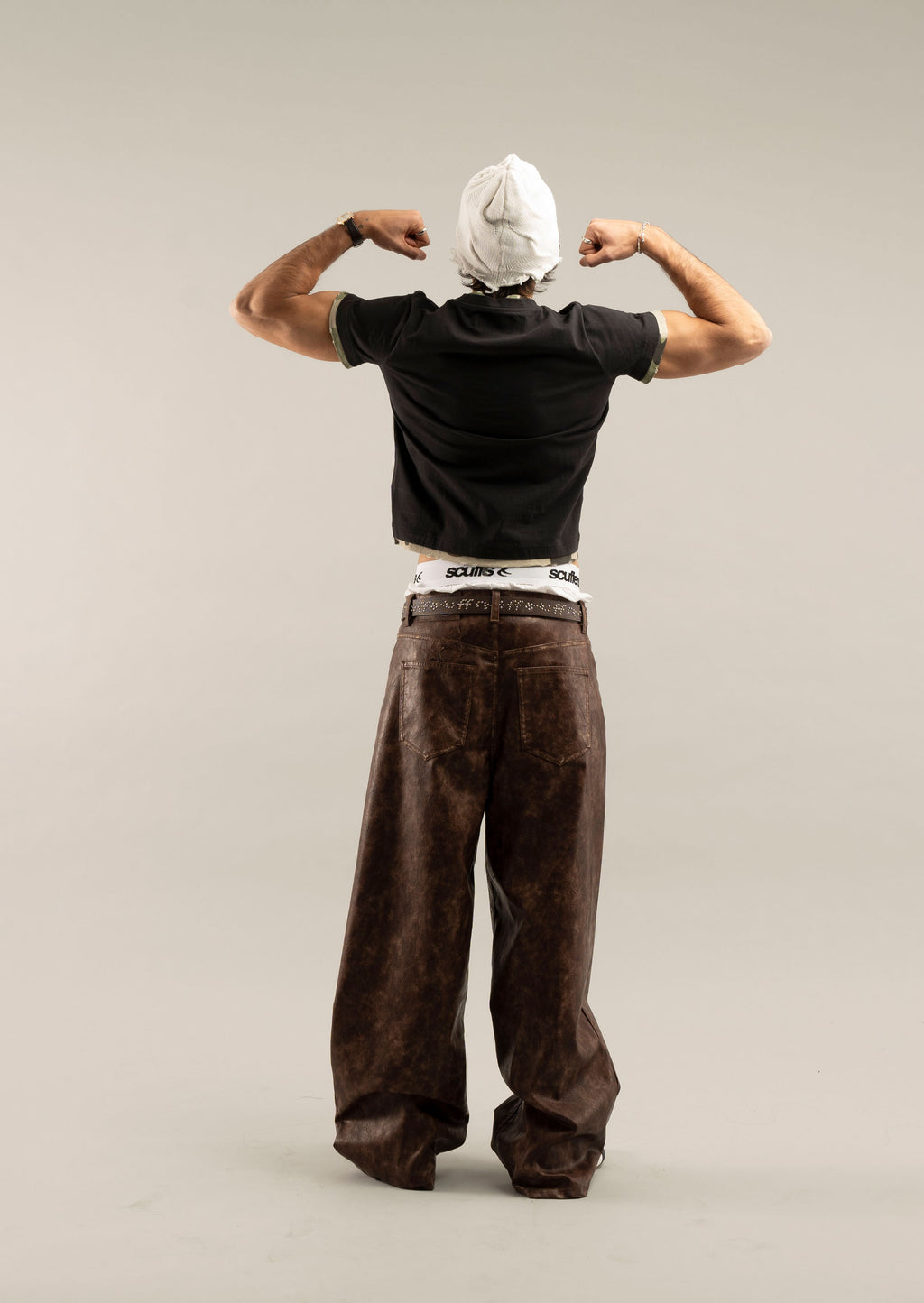 Pantalon Scuffers Leather Jumbo Pants Marrom | 14869TCXP