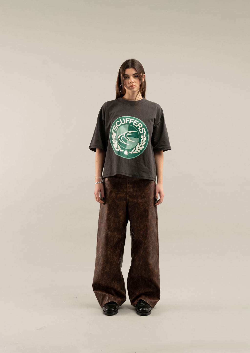 Pantalon Scuffers Leather Jumbo Pants Marrom | 14869TCXP