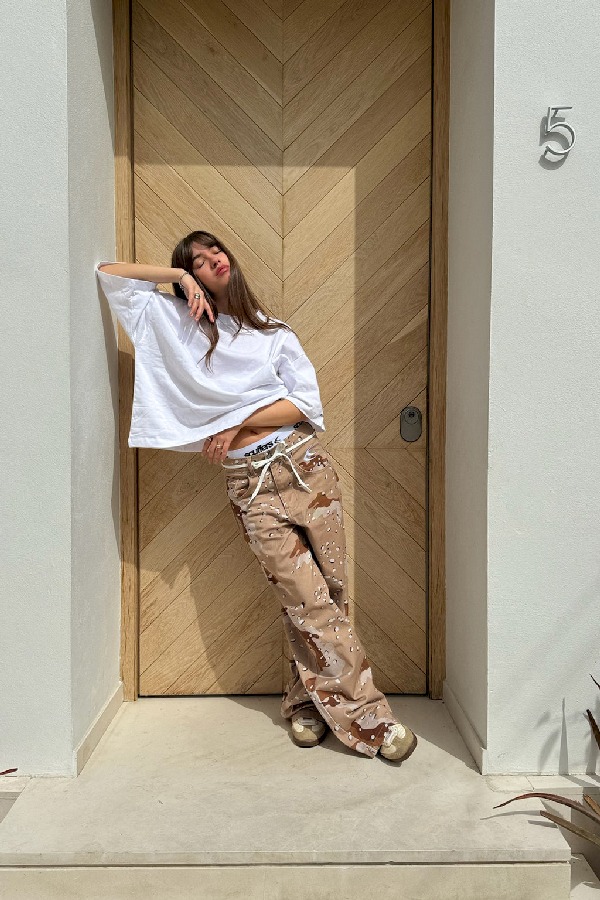 Pantalon Scuffers Oversized Brown Camo | 01874XPZR