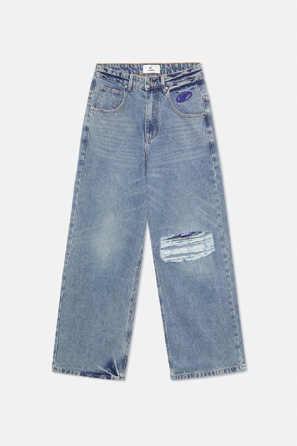 Pantalon Scuffers Ripped Oversized Jeans Azules | 49763PYBE