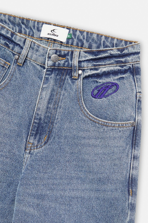 Pantalon Scuffers Ripped Oversized Jeans Azules | 49763PYBE