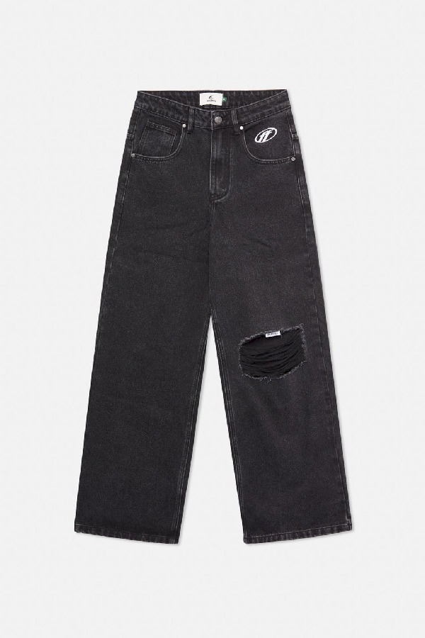 Pantalon Scuffers Ripped Oversized Jeans Negros | 29304PVIL