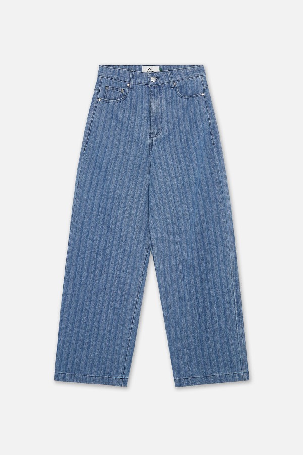 Pantalon Scuffers Striped Denim Azules | 08329XWEY