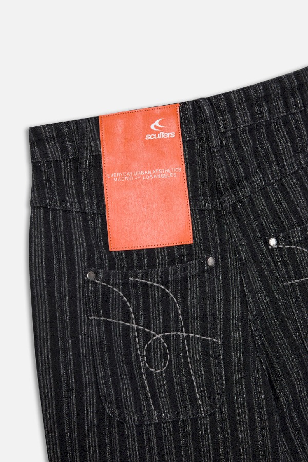 Pantalon Scuffers Striped Denim Negros | 25973KPIQ