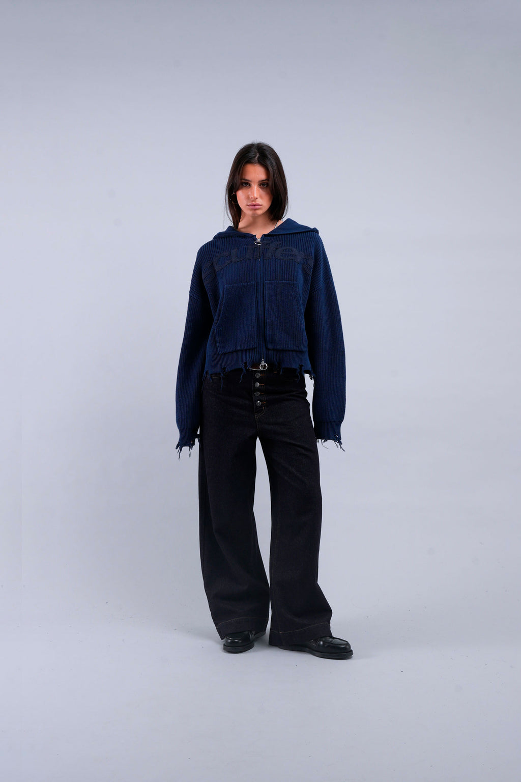 Prendas De Punto Scuffers Buzz Knit Zipper Azul Marino | 14973KFAM