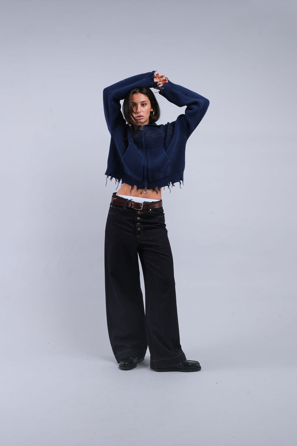 Prendas De Punto Scuffers Buzz Knit Zipper Azul Marino | 14973KFAM