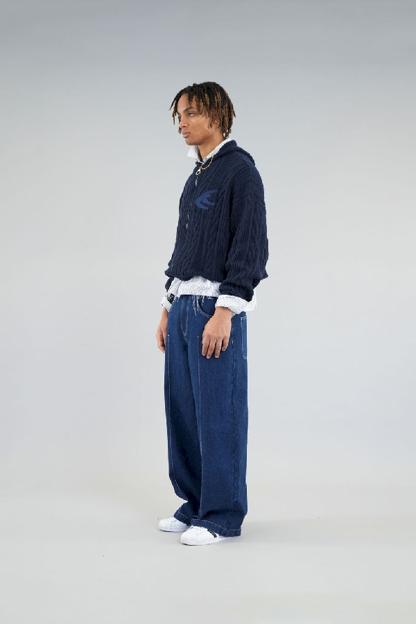 Prendas De Punto Scuffers Latte Zipper Knit Azul Marino | 84039BEJF